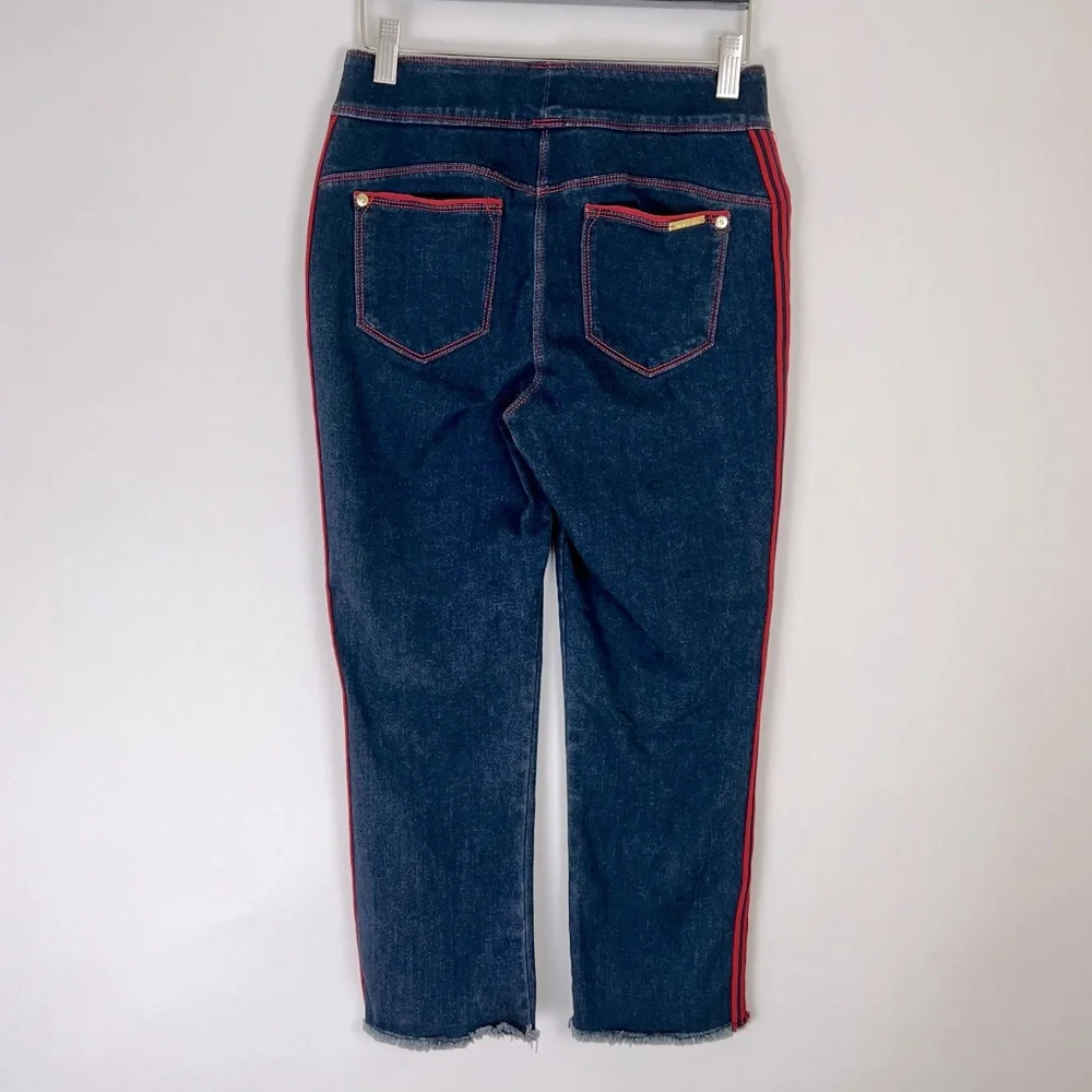 Peter Nygard Luxe Denim capri 360° / 4-way stretch jeans red stripes sid… - Picture 2 of 6